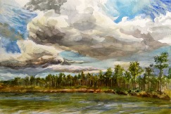 A watercolor sketch done from the southwestern edge of Pine Glades Lake, west of Long Pine Key during late afternoon, November 22, 2006.